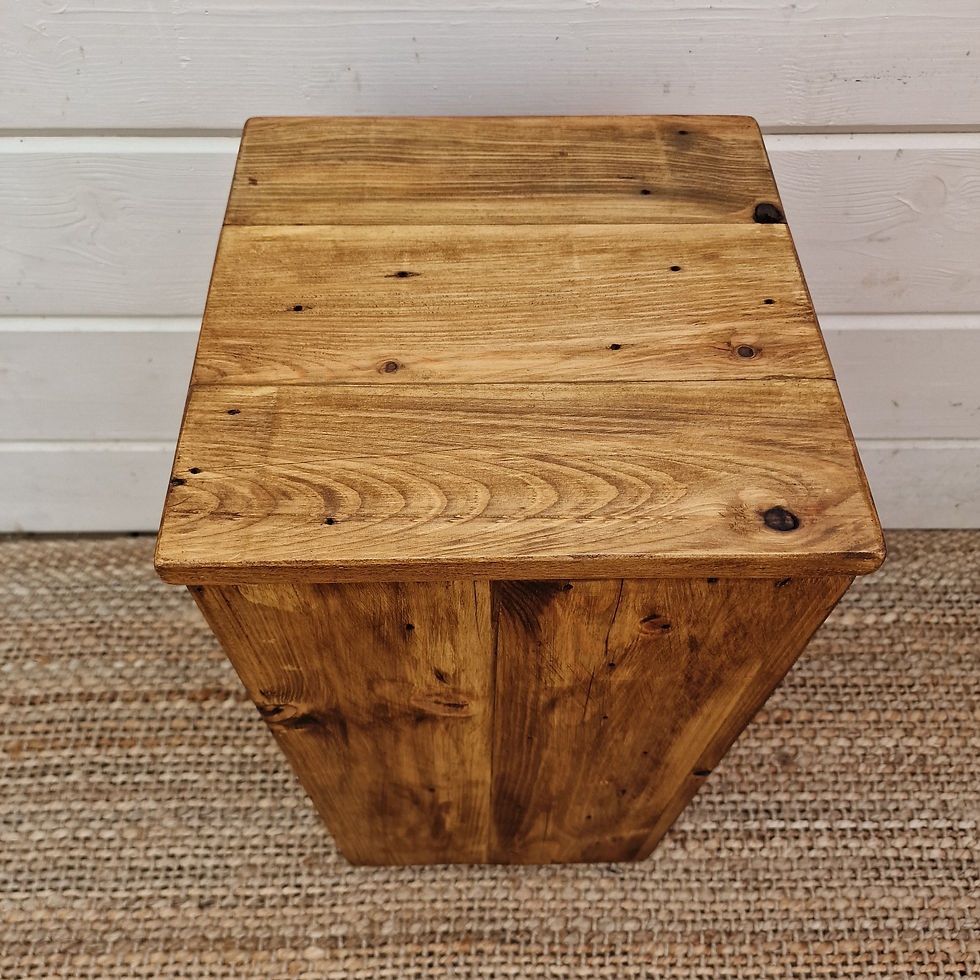 Thumbnail: top view of a laundry basket handmade from reclaimed wooden pallets against white background