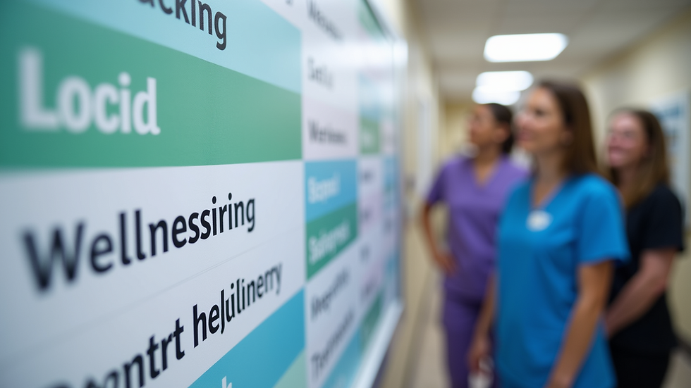 Close-up view of a directory board listing mental health services