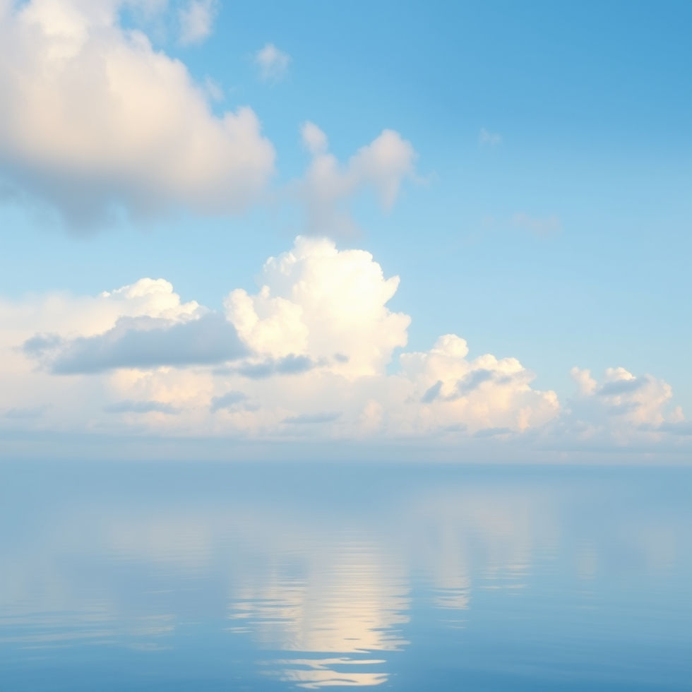 Something soothing and comforting with hues of blue and white like the sky, water, clouds.