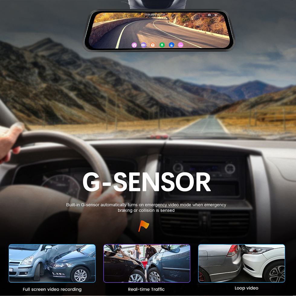 Thumbnail: Podofo 9.66 Inch 4K Car Dual Lens WiFi Touch HD Rearview Mirror Dash Cam, Vehicl