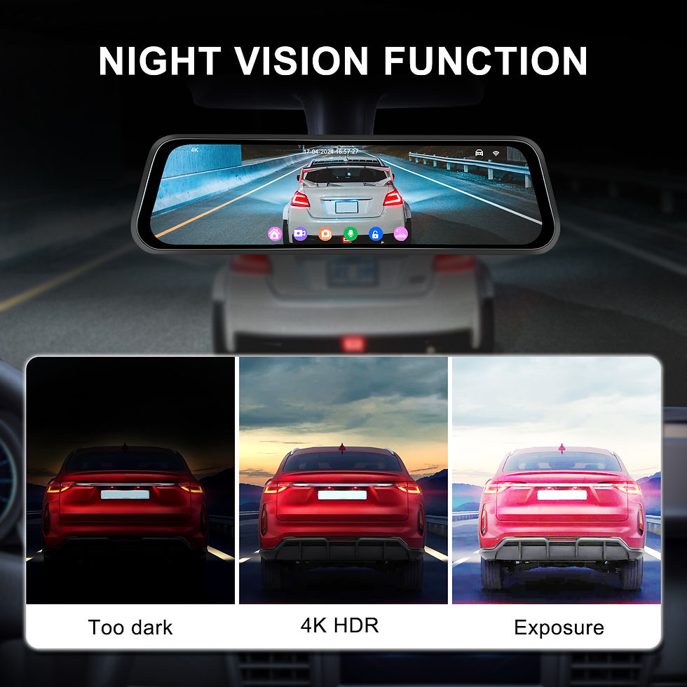 Thumbnail: Podofo 9.66 Inch 4K Car Dual Lens WiFi Touch HD Rearview Mirror Dash Cam, Vehicl