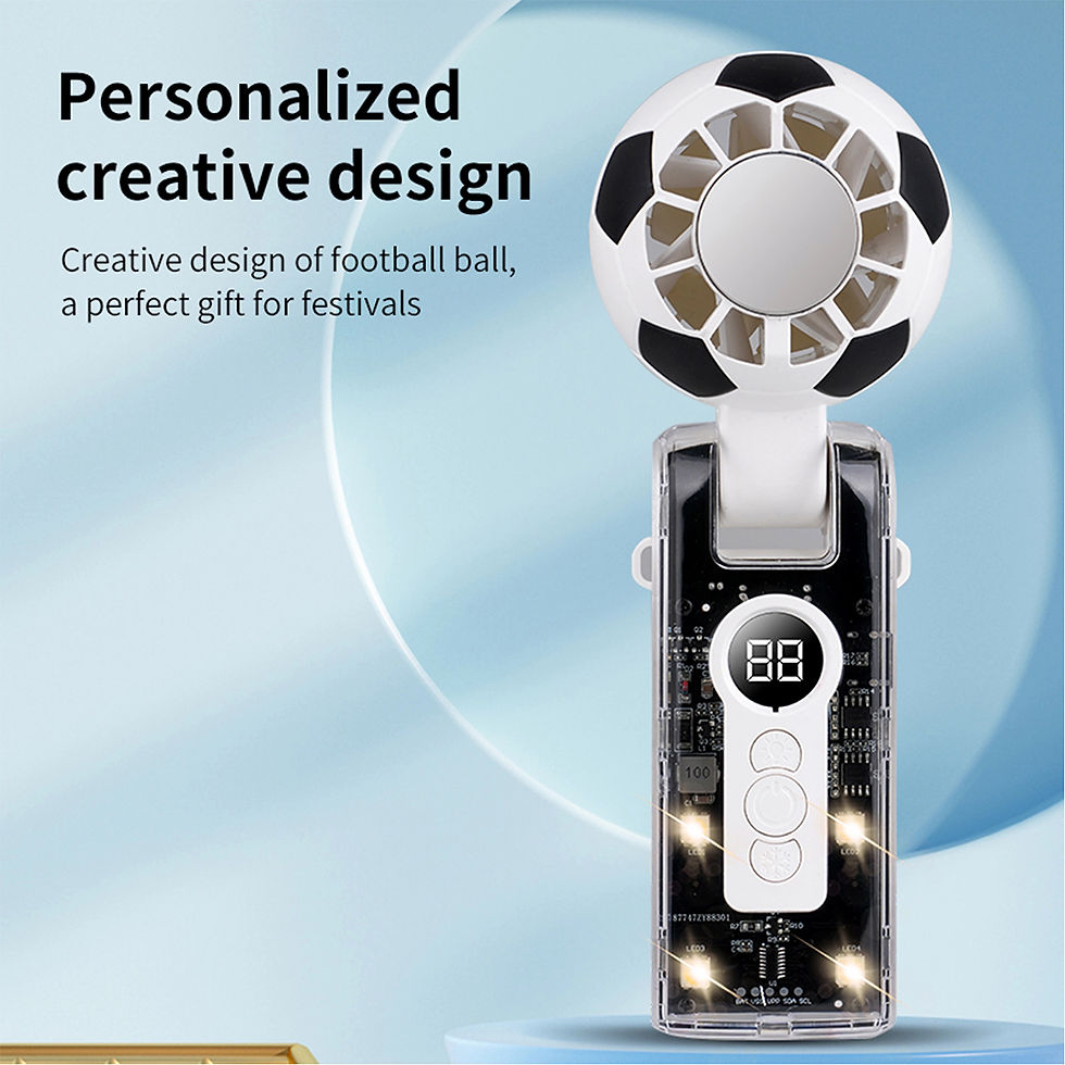 Thumbnail: Ice Cooling Handheld Fan Soccer White, Portable Mini Turbo Fan with Semiconducto