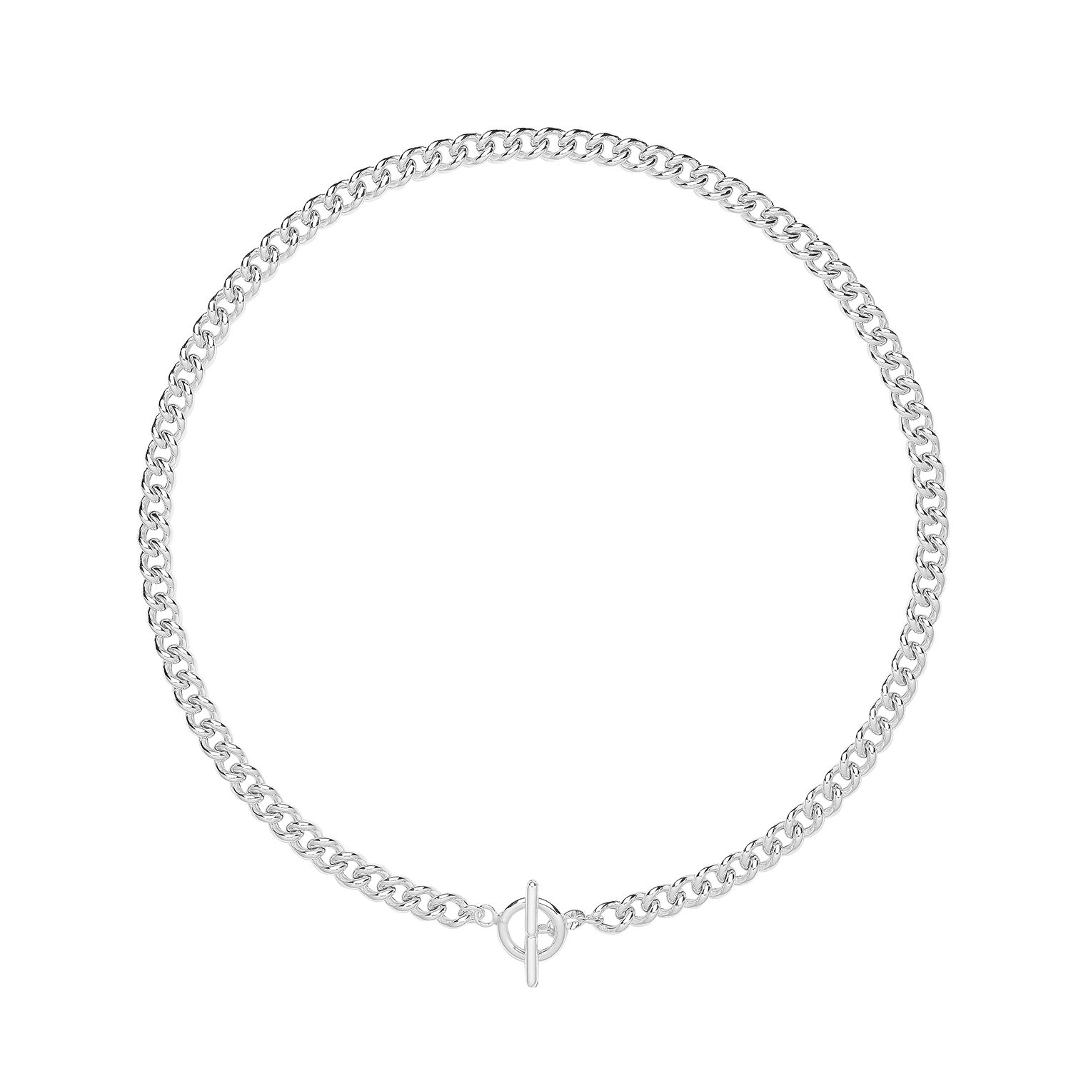 SILVER ALBERT T BAR NECKLET