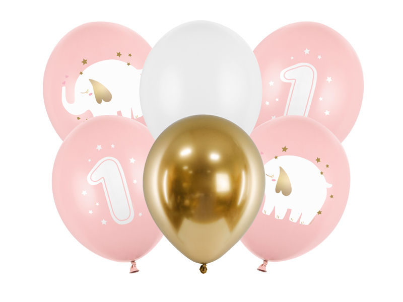Ballons 30 cm, 1 anniversaire, Baby pink