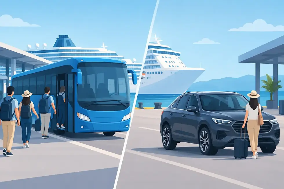 Shared Bus Versus Private Vehicle at Port