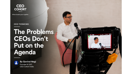 Govind Negi discussing CEO challenges during a podcast-style leadership conversation