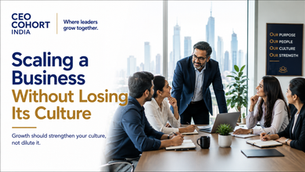 CEO leading a growing business team while maintaining organizational culture and shared values