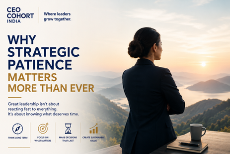 CEO reflecting on long-term business strategy and strategic decision making