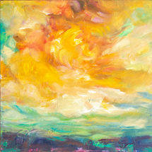 Take a breath with the AirSigns collection of original expressive colorful cloudscape paintings by Rachel Solimeno.