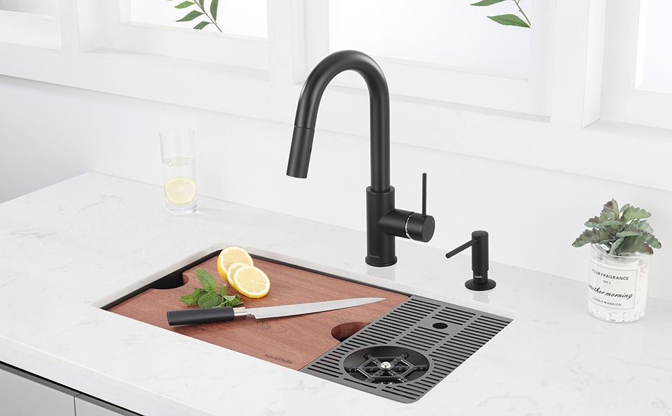 Thumbnail: AguaStella AS15X Bar Sink with Glass Rinser Stainless Steel Undermount
