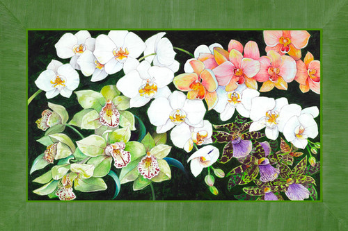 Orchids with Spinach Strié Border