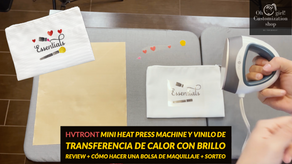 HVTRONT Mini Heat Press Machine y Vinilo de Transferencia de calor + Cómo hacer bolsa de maquillaje
