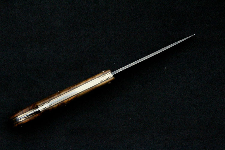 Miniature : Pliant à pompe arrière lame damas - VENDU-