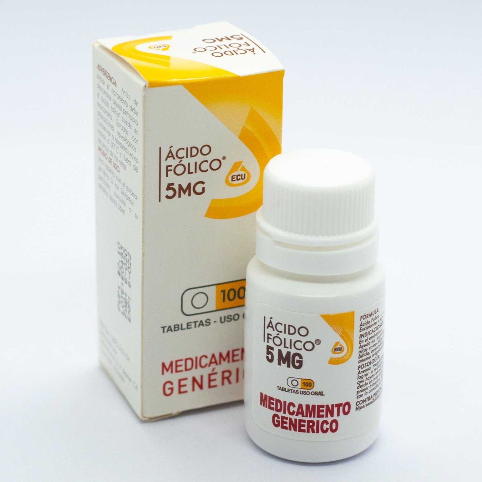 ÁCIDO FÓLICO 5MG ECU TAB. X100