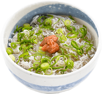 飯・〆:釜揚げしらすと梅のご飯:吉田漁港で水揚げされた釜揚げしらすの丼
