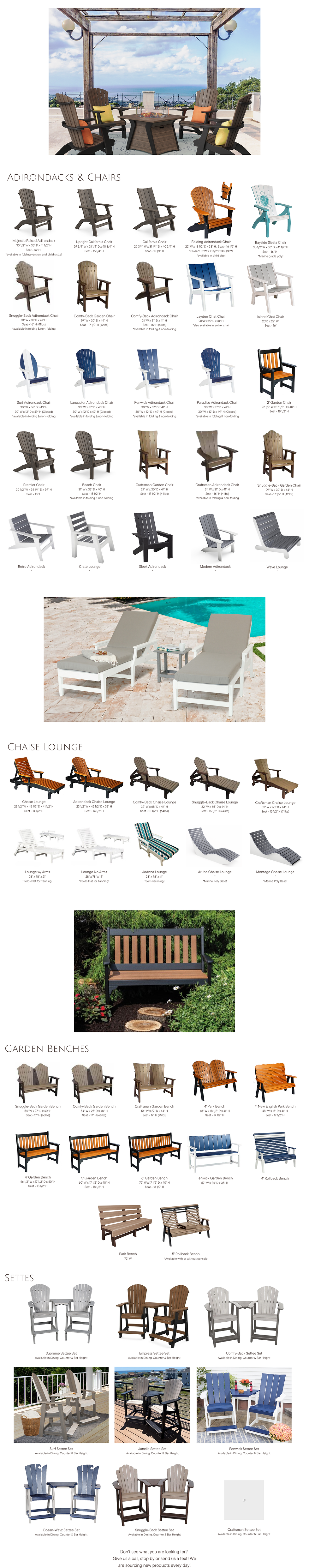 Adirondacks, Outdoor Chairs & Benches