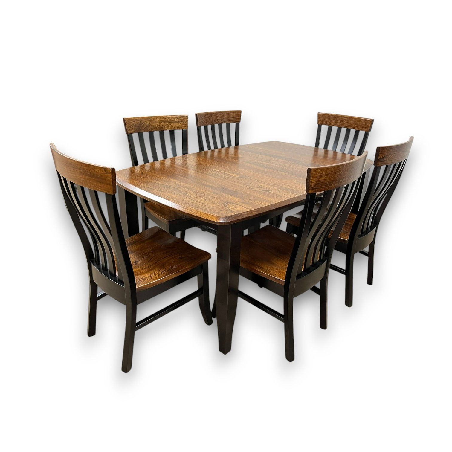 Curved Shaker Dining Table Set (Elm/Brown Maple)