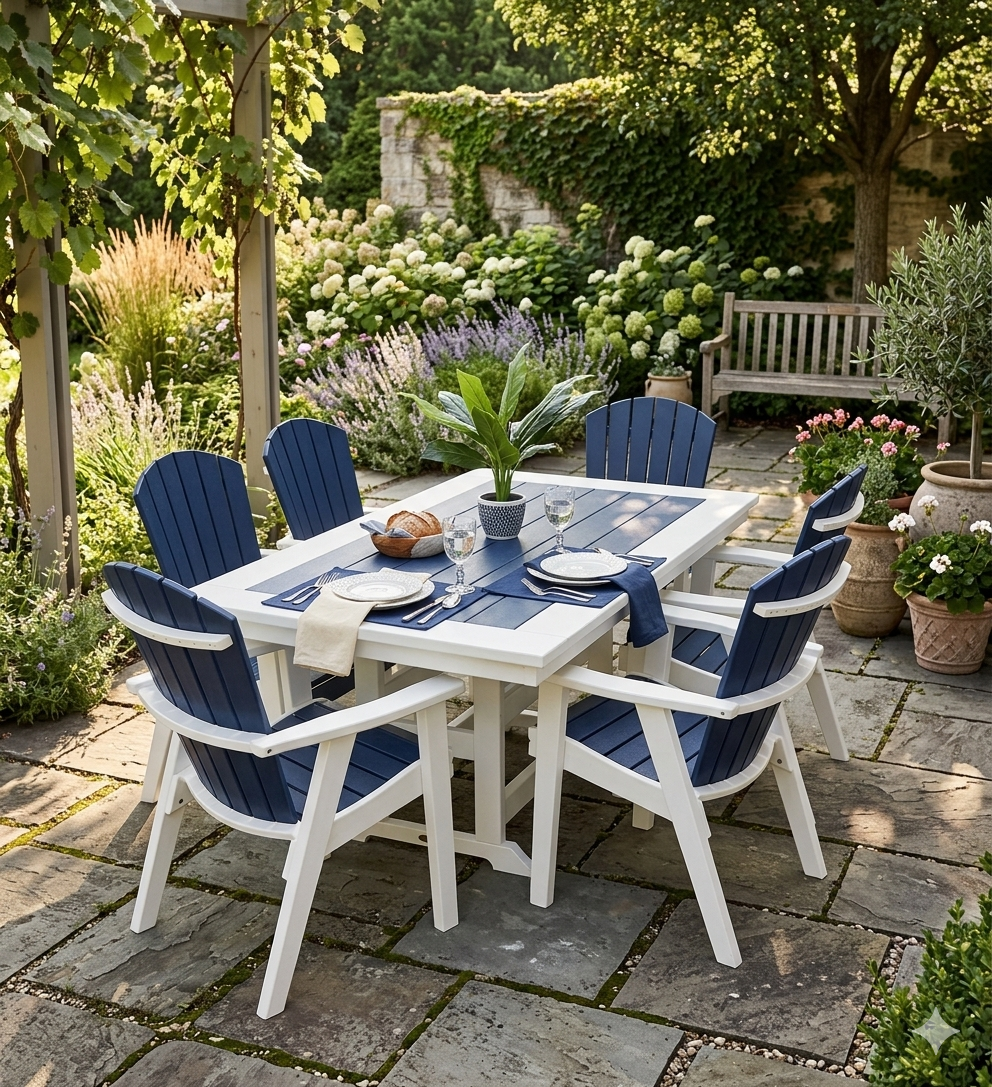 Janelle Dining Set (Patriot Blue on White)