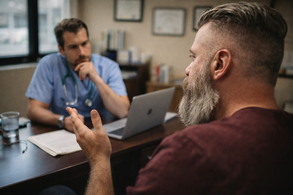 Tex speaking with his colorectal surgeon