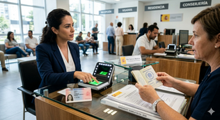 Profissional emitindo passaporte Espanhol.