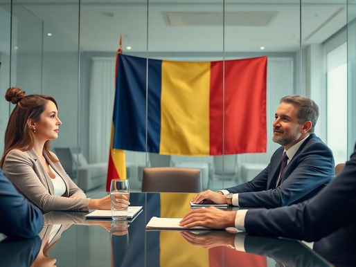 Investidor em reunião de negócios na Romênia