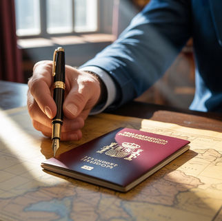 Passaporte espanhol sobre mapa da Europa simbolizando liberdade de movimento.