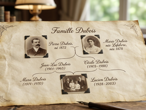 Árvore genealógica francesa destacando a linhagem e o direito ao sangue.