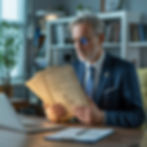 Consultor jurídico analisando documentos antigos para retificação de cidadania europeia.