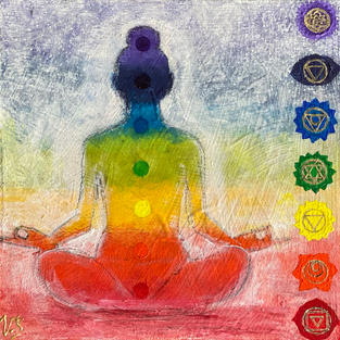 original painting, the seven chakras, well-being, balance, wellness, energy centers, spiritual art, symbolism