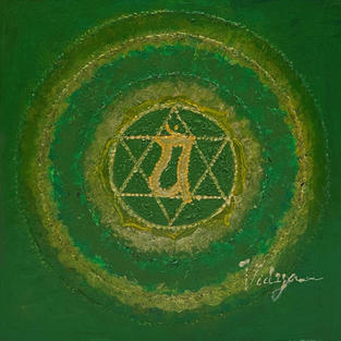 original painting, chakras, heart chakra, feelings, love, open communication, energy centers, spiritual art, symbolism