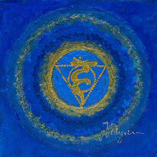 original painting, chakras, throat chakra, authenticity, self-expression, purification, energy centers, spiritual art, symbolism
