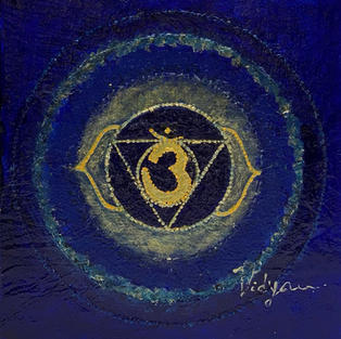 original painting, chakras, third-eye chakra, perception, knowledge, intuition, energy centers, spiritual art, symbolism