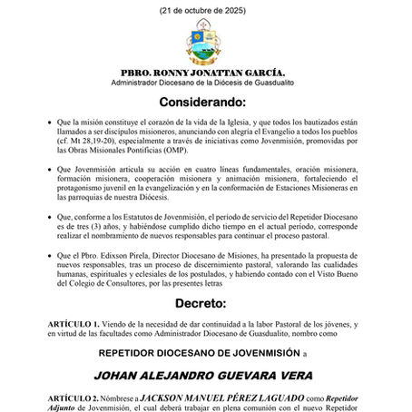 Nuevo Repetidor Diocesano para Jovenmisión en la Diócesis