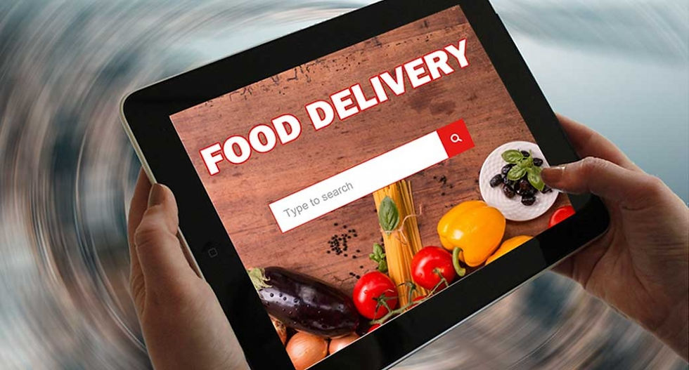 Tablet with a food delivery title