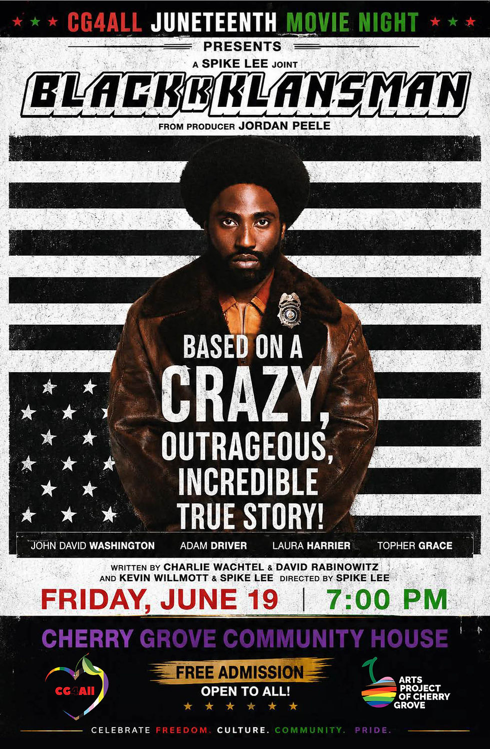 CG4ALL - JUNETEENTH Movie Night, "BlacKkKlansman"