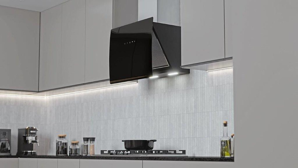 Thumbnail: 60cm Black Glass Extractor With Motorised Door When Switched On (ONL-60-E12)