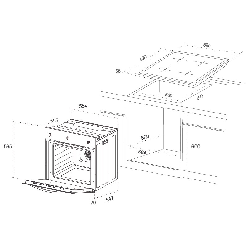 Thumbnail: 60cm Induction Hob & 6-Function Oven Combi Set