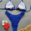 Miniatura: Bikini dos piezas de textura azul