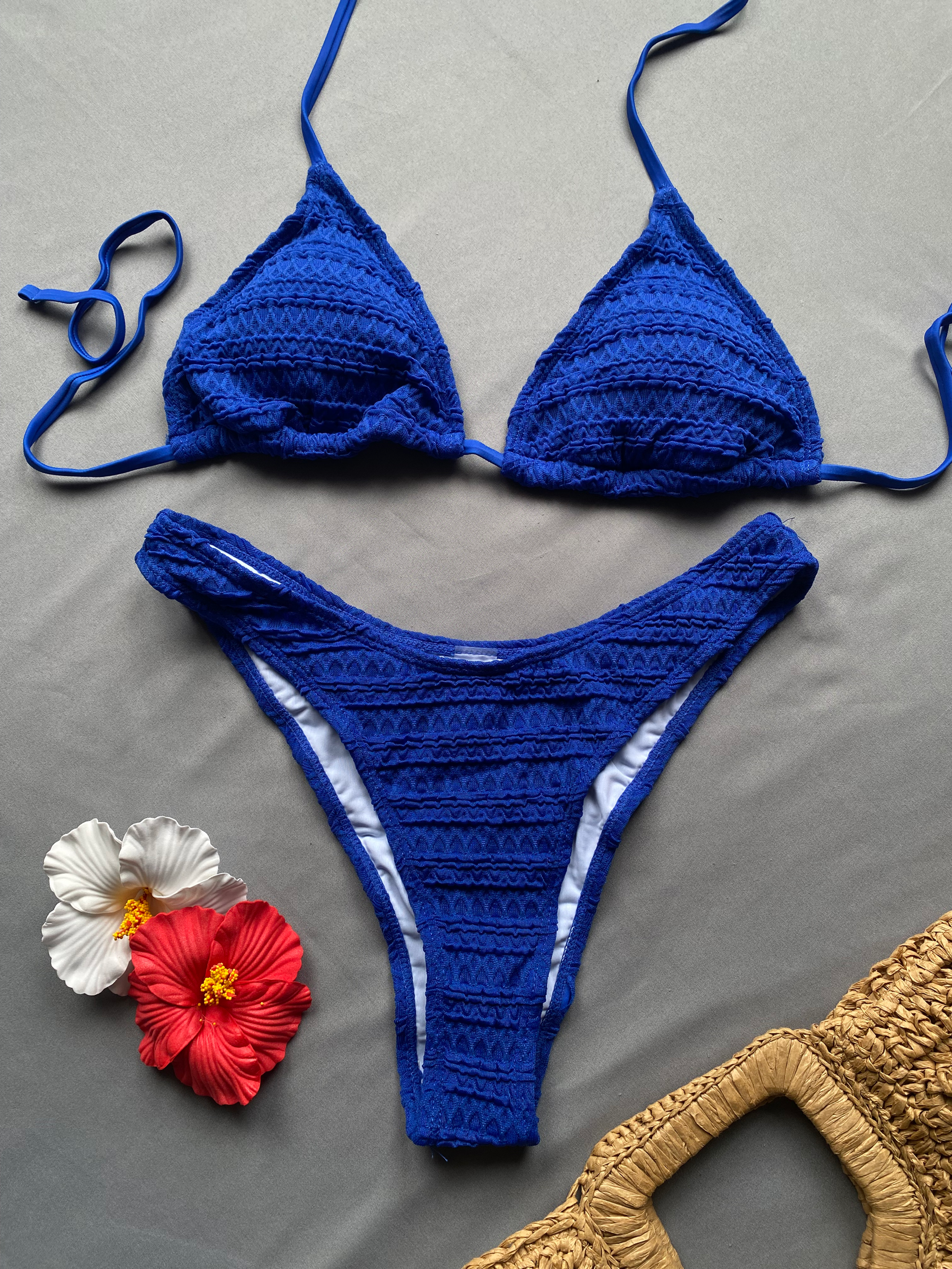 Bikini dos piezas de textura azul