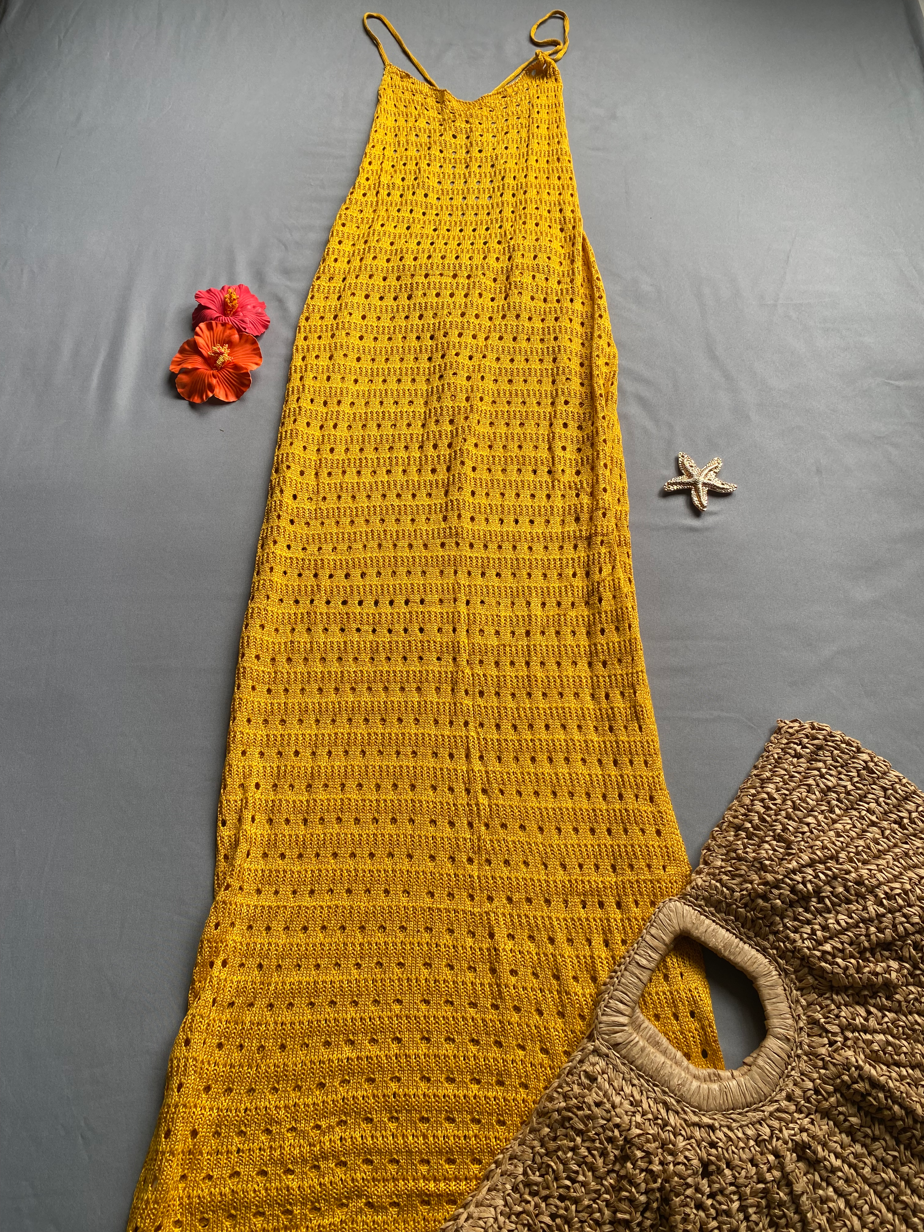 Cover largo tejido espalda cruzada Golden Yellow