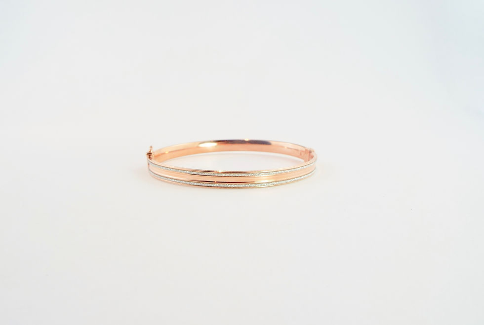 Silver and Rose Gold Plated Hinged Bangle