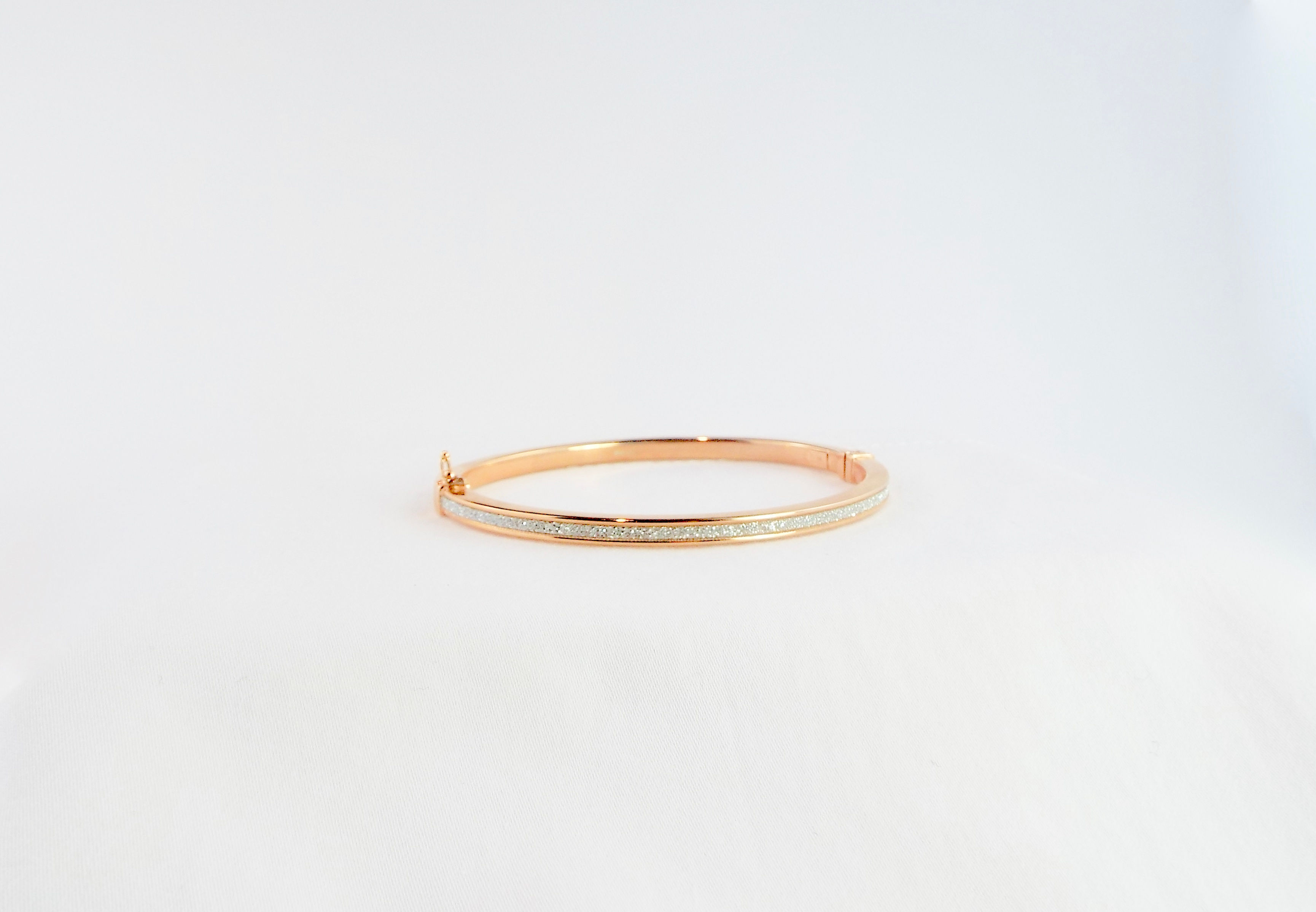 Silver and Rose Gold Plated Hinged Bangle