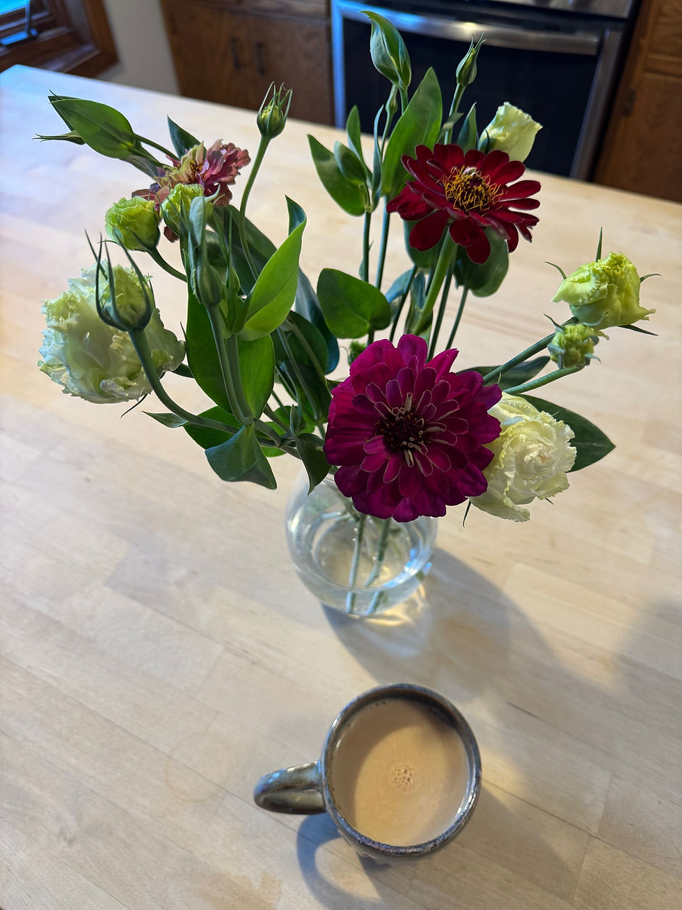 Enjoying the last of the flowers. 