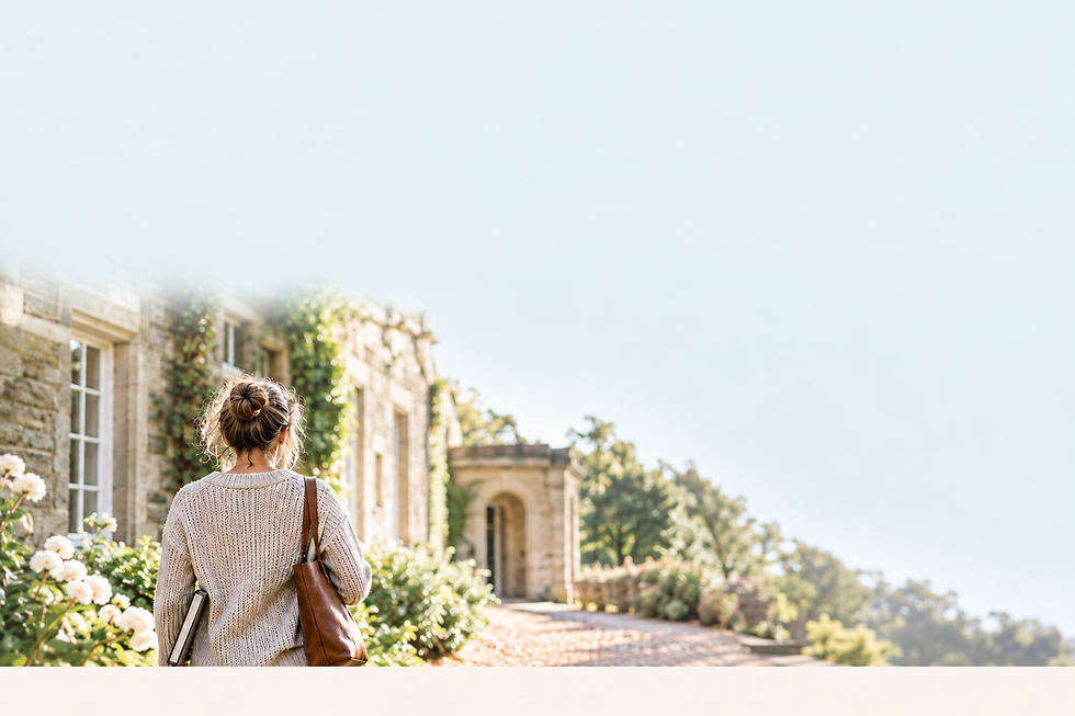 Adult learner walking towards a training venue, representing progression after Level 3 counselling training