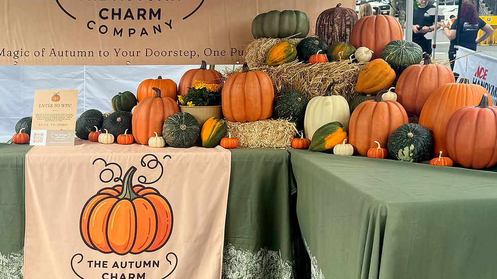 The Autumn Charm Company pumpkin setup at the 2025 Walnut St Fair