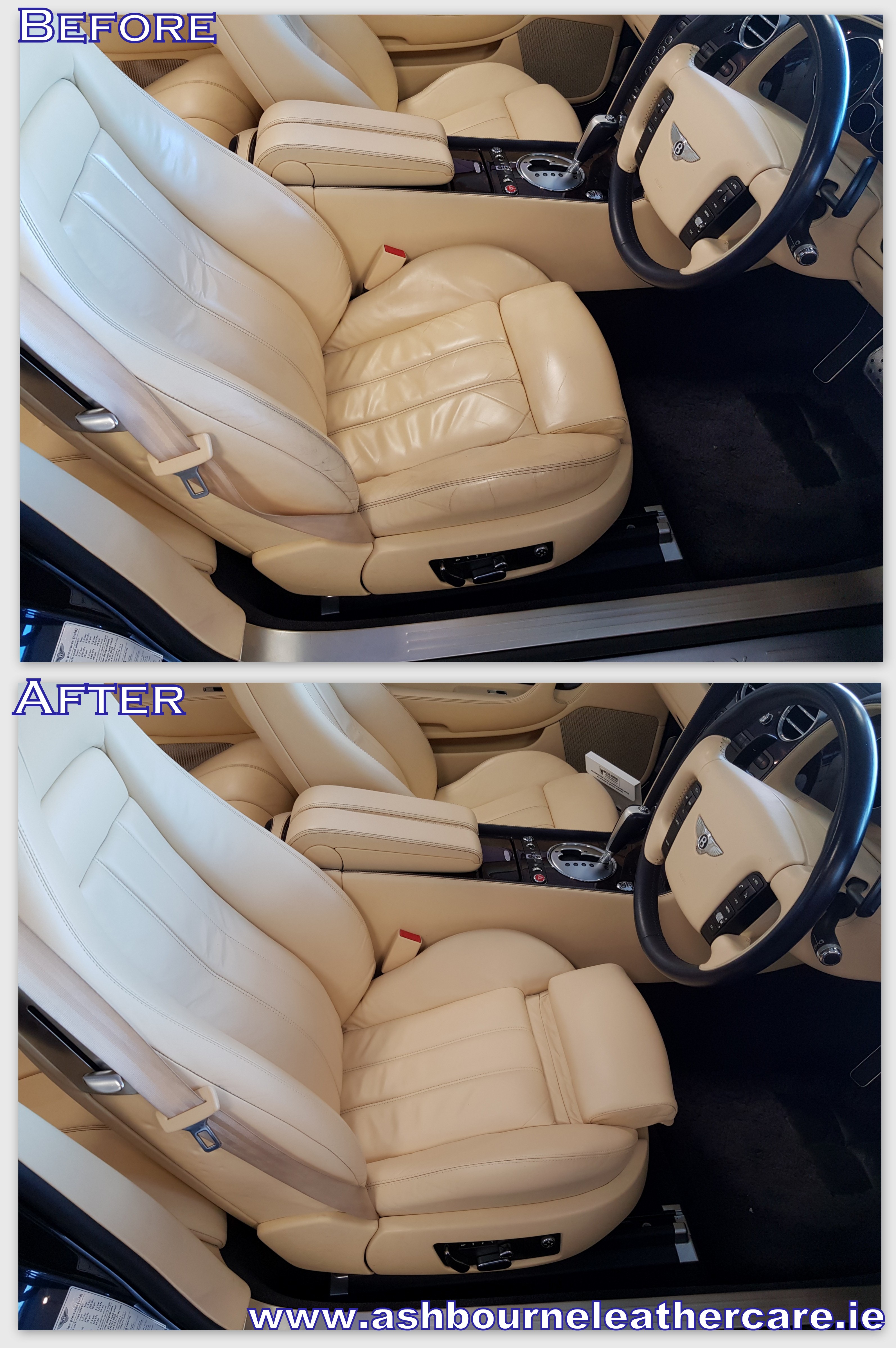 Bentley leather seat restoration.