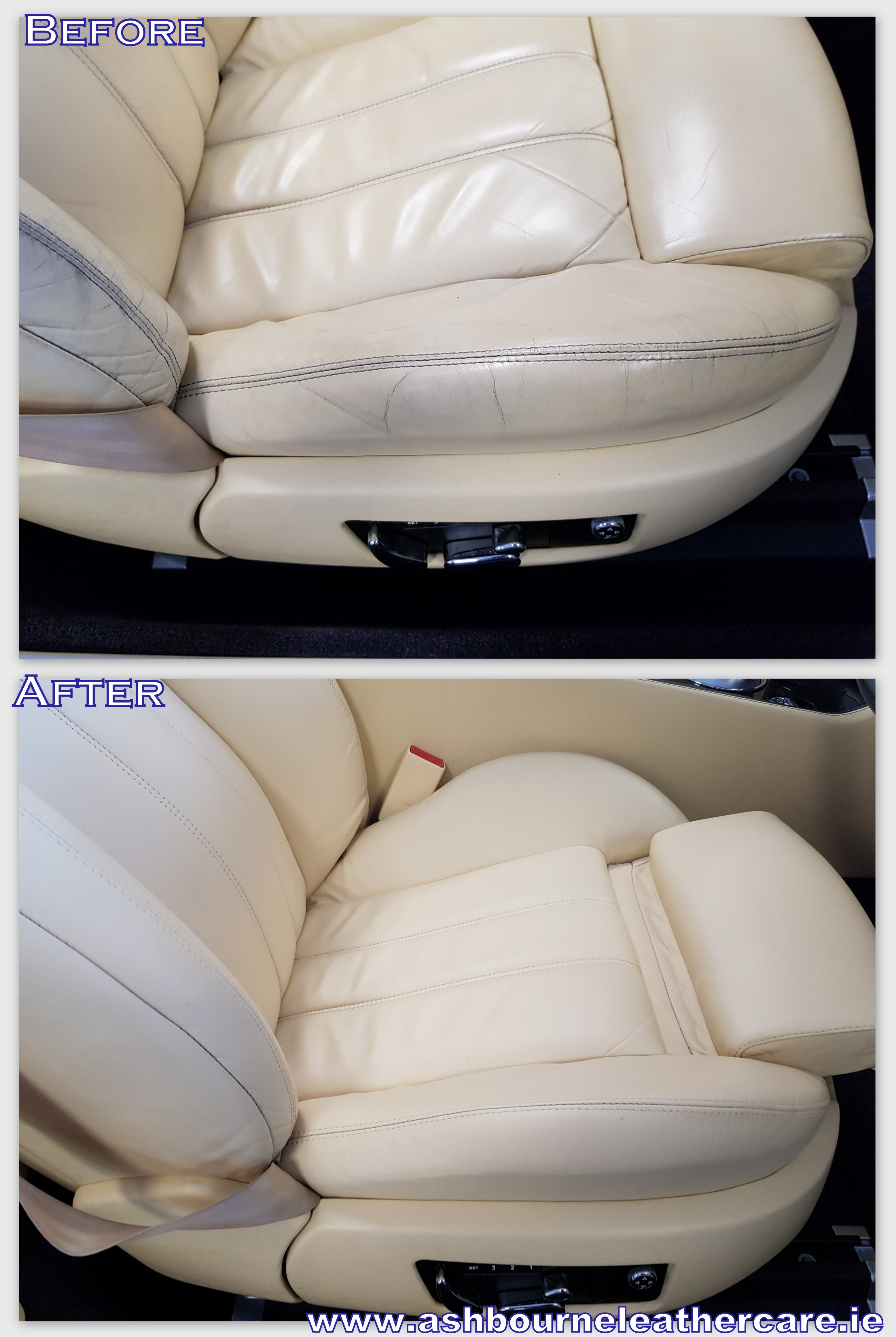 Bentley leather seat restoration.