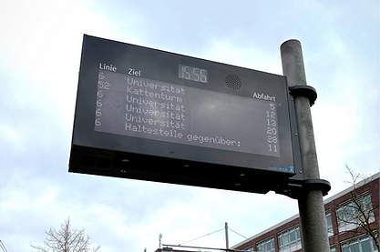Mint+ field installation of Flag Passenger Information Display (FPID) demonstrating real-time route data