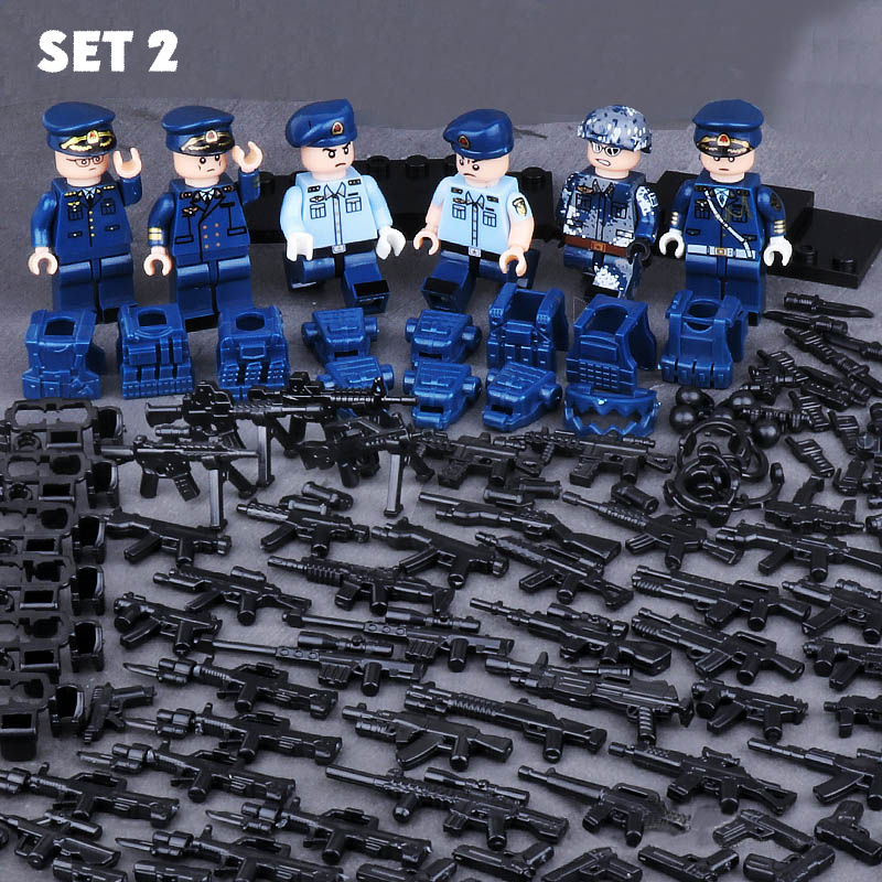 Thumbnail: Navy Crew Soldiers set of 6 minifigures Lego compatible with a lot of weapons