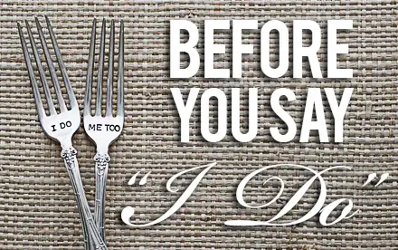 A caption showing a placemat “before you say I do”
